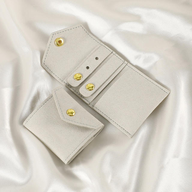 Creative Microfiber Jewelry Roll Portable Folding Earrings Necklace Ring Jewelry Mini Storage Bag