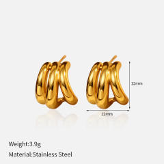 18JG Geomtric shape stainless steel earrings studs earrings