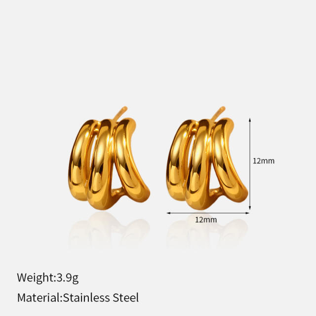 18JG Geomtric shape stainless steel earrings studs earrings