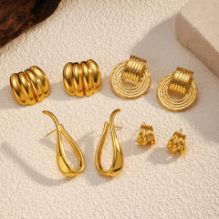18JG Geomtric shape stainless steel earrings studs earrings