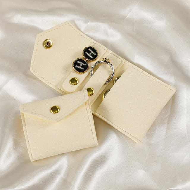 Creative Microfiber Jewelry Roll Portable Folding Earrings Necklace Ring Jewelry Mini Storage Bag
