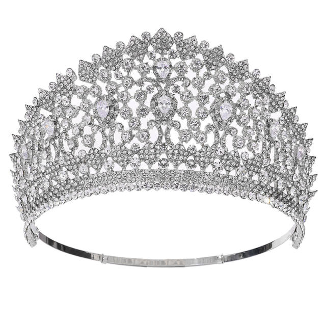 Bride Crown Hair Jewelry Laurel Baroque Queen Beauty Show Crown High-end Full Crown Zircon Crown