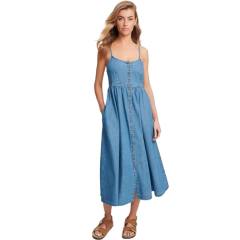 2025 spring summer new temperament commuter fashion strap Denim women's dress