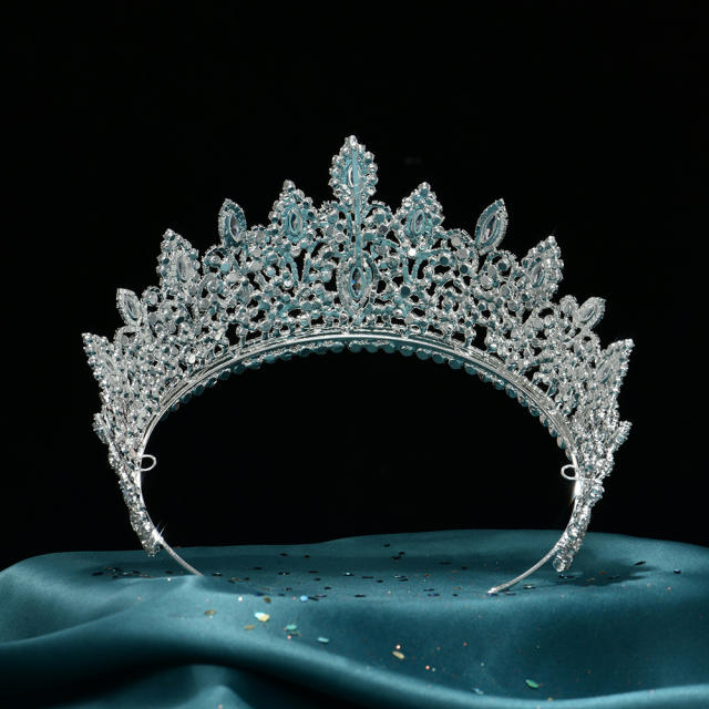 Luxury silver color cubic zircon inlaid wedding crown