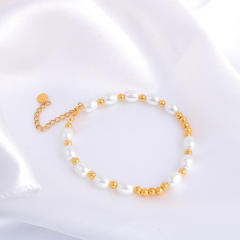 Gold-plated Glass Pearl Bracelet stainless steel bracelet