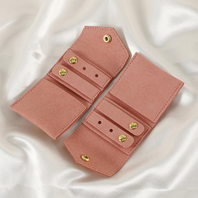 Creative Microfiber Jewelry Roll Portable Folding Earrings Necklace Ring Jewelry Mini Storage Bag