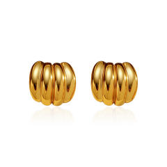 18JG Geomtric shape stainless steel earrings studs earrings