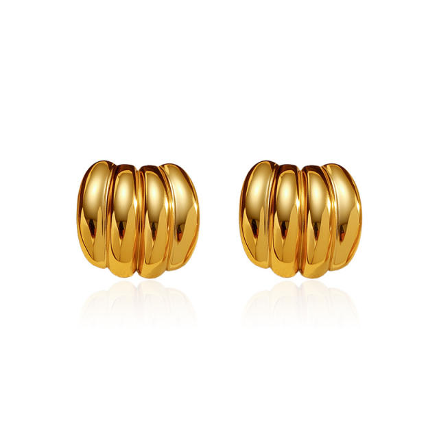 18JG Geomtric shape stainless steel earrings studs earrings