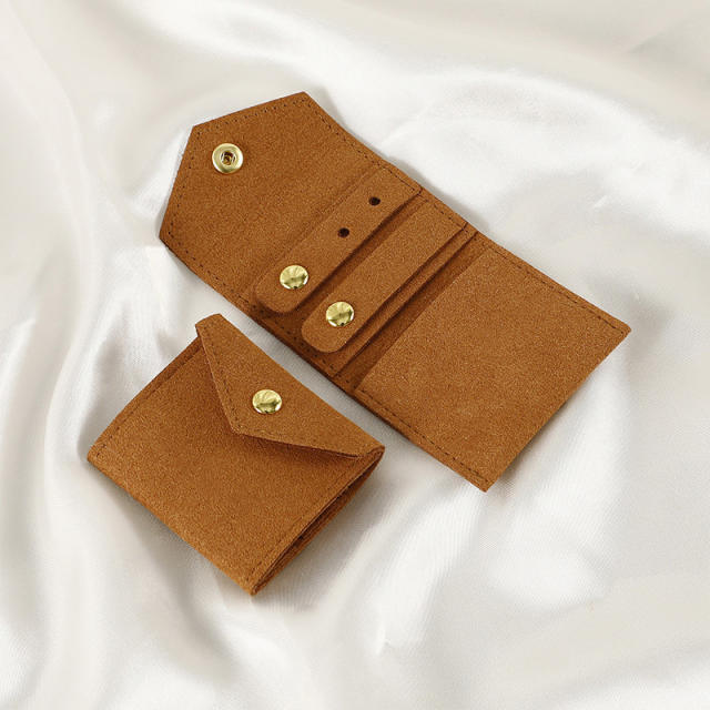 Creative Microfiber Jewelry Roll Portable Folding Earrings Necklace Ring Jewelry Mini Storage Bag
