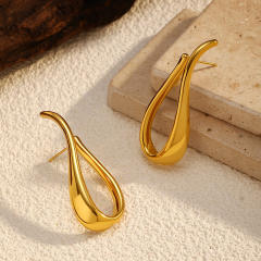 18JG Geomtric shape stainless steel earrings studs earrings