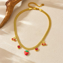 Creative fresh fruit series strawberry charm stainless steel necklace