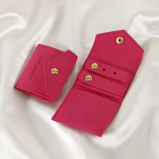 Creative Microfiber Jewelry Roll Portable Folding Earrings Necklace Ring Jewelry Mini Storage Bag