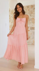 2025 sleeveless stitching sling long backless lace-up dress