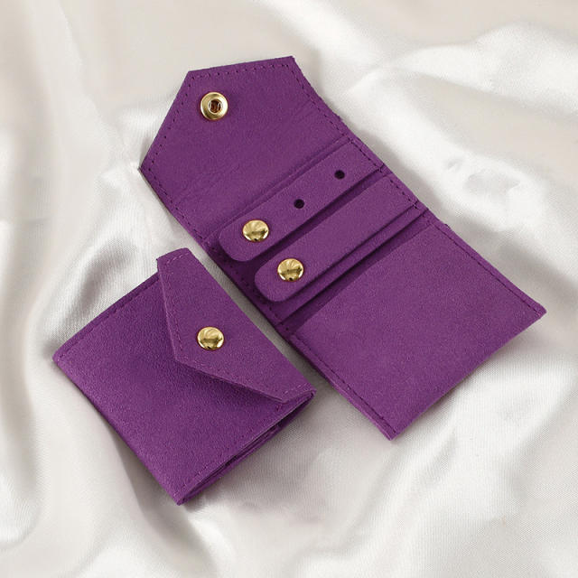 Creative Microfiber Jewelry Roll Portable Folding Earrings Necklace Ring Jewelry Mini Storage Bag