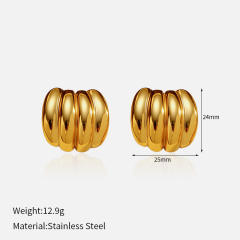 18JG Geomtric shape stainless steel earrings studs earrings