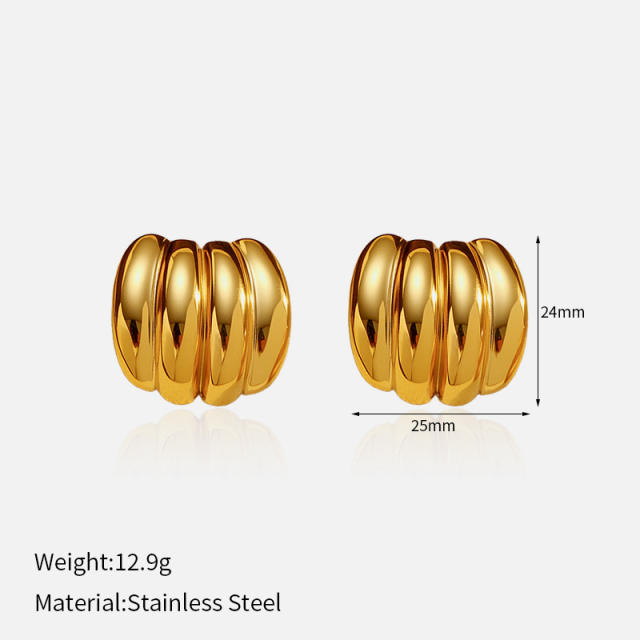 18JG Geomtric shape stainless steel earrings studs earrings