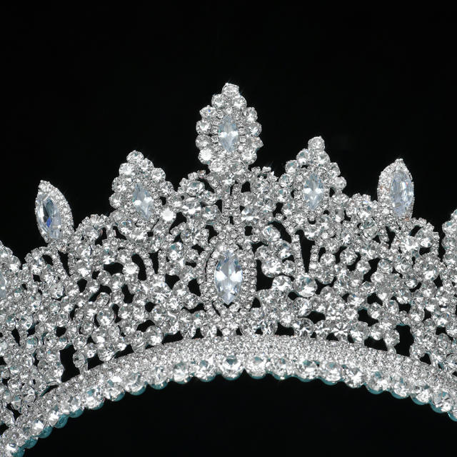 Luxury silver color cubic zircon inlaid wedding crown