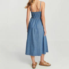 2025 spring summer new temperament commuter fashion strap Denim women's dress