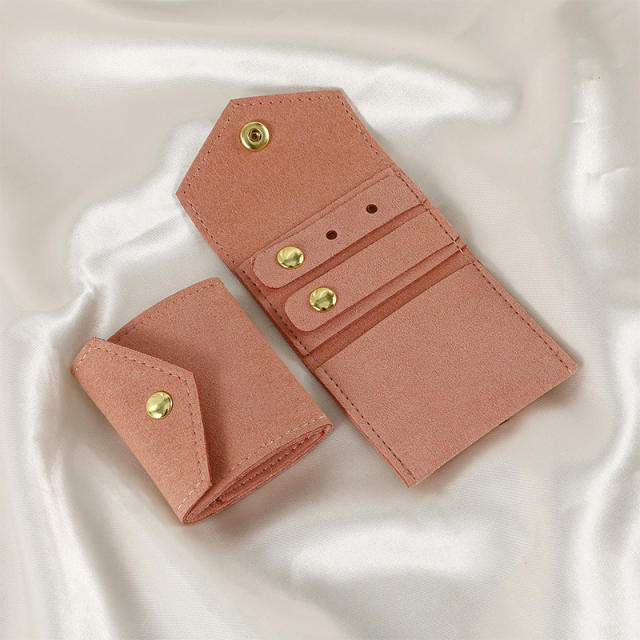Creative Microfiber Jewelry Roll Portable Folding Earrings Necklace Ring Jewelry Mini Storage Bag
