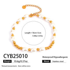 Gold-plated Glass Pearl Bracelet stainless steel bracelet