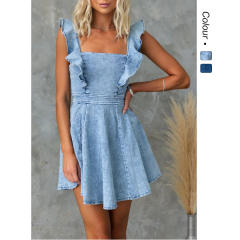 Lady summer fashion casual flying sleeve Denim dress