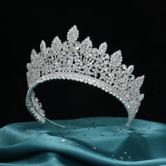 Luxury silver color cubic zircon inlaid wedding crown