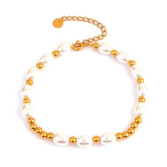 Gold-plated Glass Pearl Bracelet stainless steel bracelet