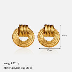 18JG Geomtric shape stainless steel earrings studs earrings