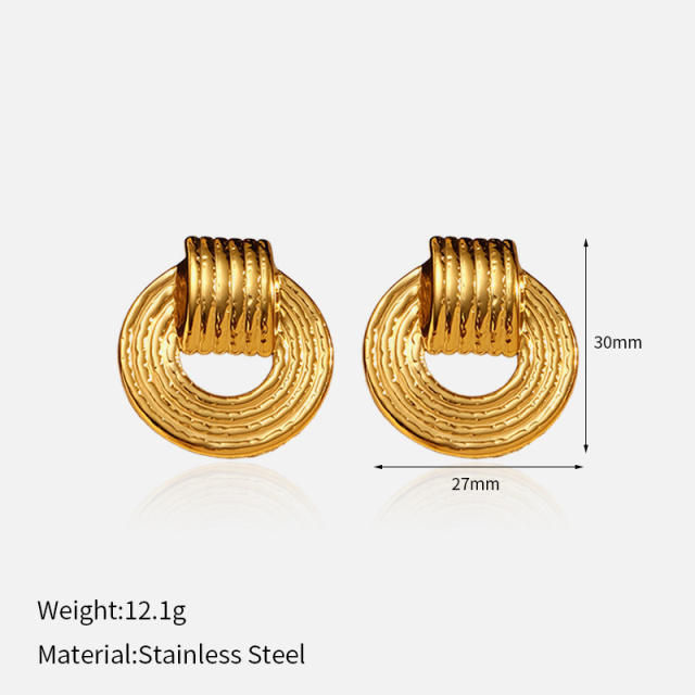 18JG Geomtric shape stainless steel earrings studs earrings
