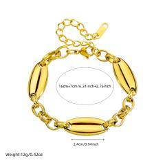 Unique geometric oval thick chain stainless steel bracelet