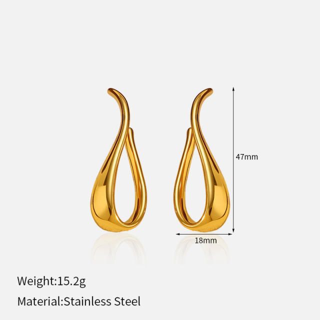 18JG Geomtric shape stainless steel earrings studs earrings