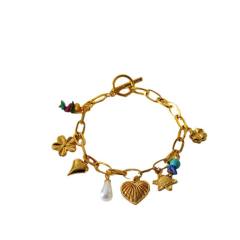 New Fashion Flower Love Multi-pendant charm bracelet stainless steel bracelet