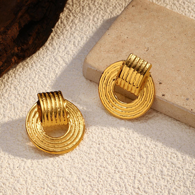 18JG Geomtric shape stainless steel earrings studs earrings