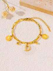 Queen letter coin charm initial letter charm stainless steel bracelet