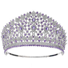 Bride Crown Hair Jewelry Laurel Baroque Queen Beauty Show Crown High-end Full Crown Zircon Crown