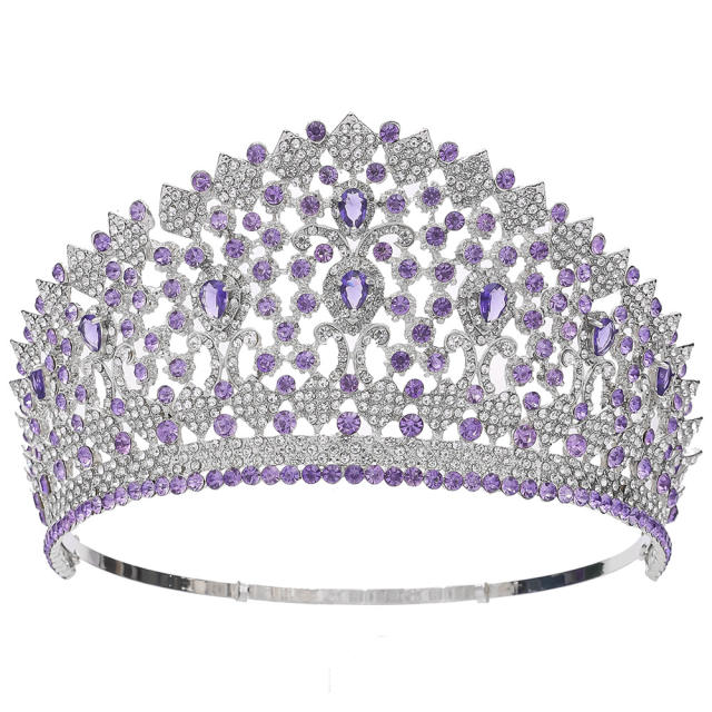 Bride Crown Hair Jewelry Laurel Baroque Queen Beauty Show Crown High-end Full Crown Zircon Crown