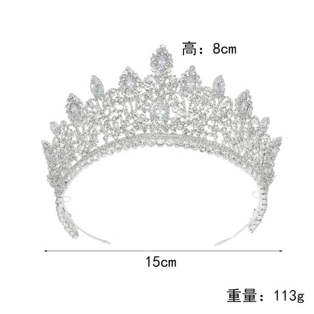 Luxury silver color cubic zircon inlaid wedding crown
