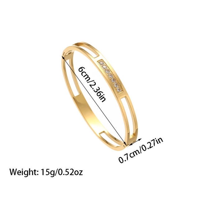 Elegant rhinestone setting color enamel stainless steel bangle