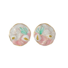 Candy color enamel oval shape stainless steel earrings