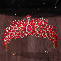Colorful cubic zircon inlaid peacock design wedding hair crown hair accessory