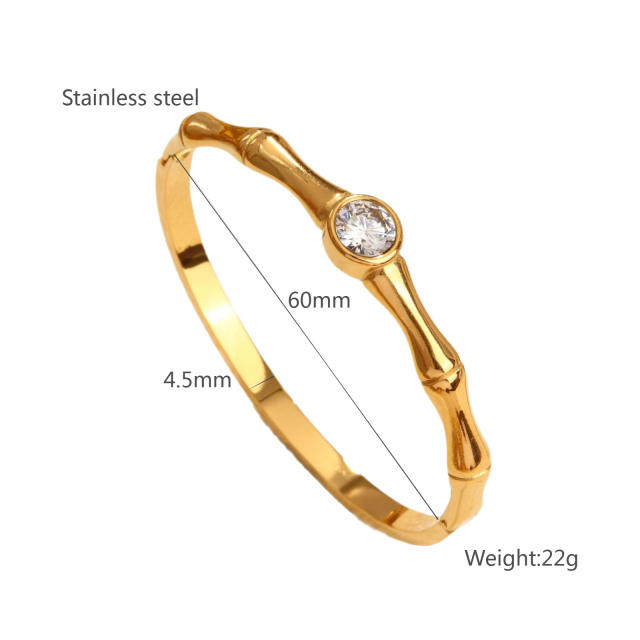 18KG Single cubic zircon bamboo bangle stainless steel bangle