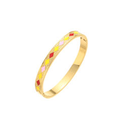 Elegant rhinestone setting color enamel stainless steel bangle