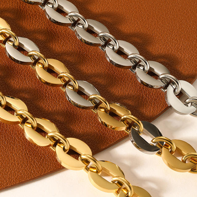 18KG geometric oval chain stainless steel bracelet