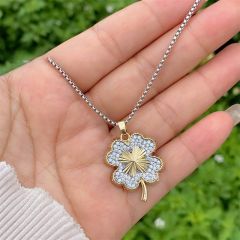 Mix color diamond clover star pendant necklace for men