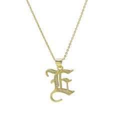 18K gold plated copper diamond initial letter pendant necklace