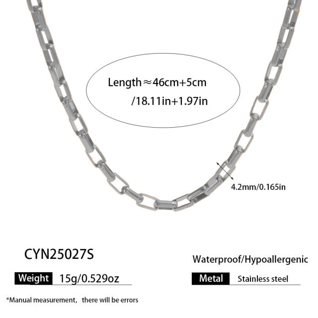 Simple stainless steel chain necklace DIY jewelry chain