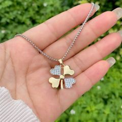 Mix color diamond clover star pendant necklace for men