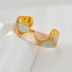 Summer enamel unique stainless steel cuff bangle