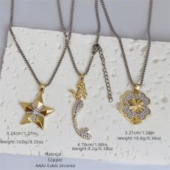 Mix color diamond clover star pendant necklace for men
