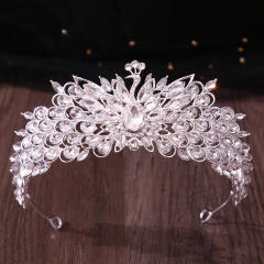 Colorful cubic zircon inlaid peacock design wedding hair crown hair accessory